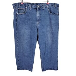 Full Blue Jeans Men Size 48 Fits 48X24 Wide Leg High Rise Cotton Denim Hemmed